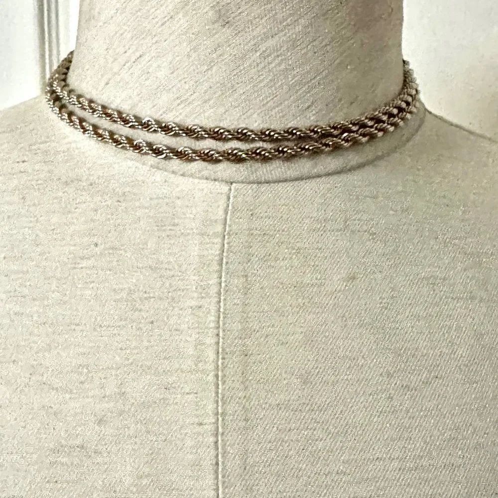 Silver/gold tone twisted long chain necklace